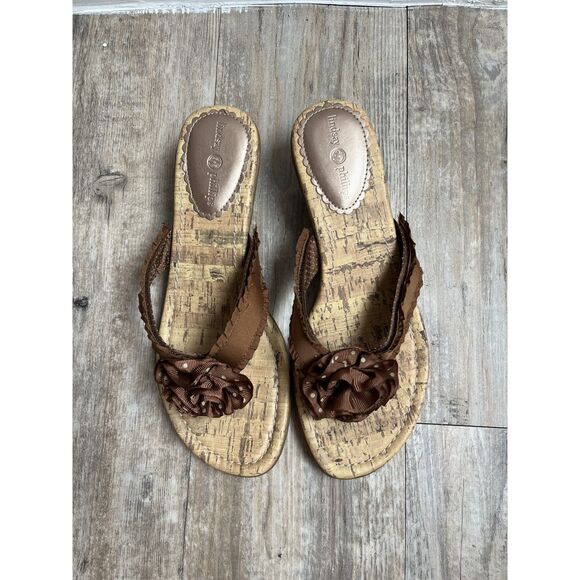 Lindsay Phillips Kitten Heel Size 8 Brown Y2K SwitchFlops Floral - Picture 12 of 12